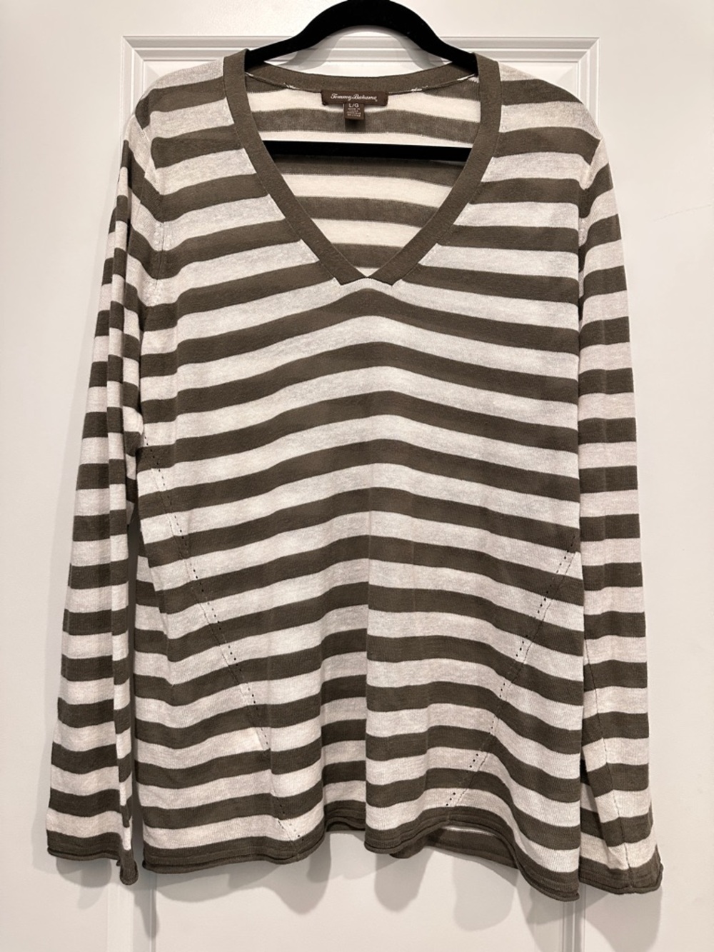 Tommy Bahama Striped V-Neck Long Sleeve Knit Shirt